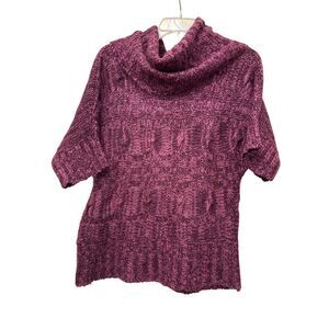 Rue21 Sweater Women Size M Burgundy Knit 100% Acrylic Short Sleeve Cowl Neck Y2K
